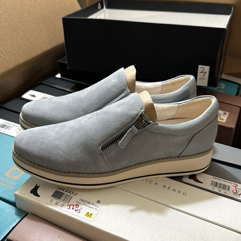 27 Edit Naturalizer Womens Devlyn Zip Up Loafers Glacier Grey - Picture 6 of 6